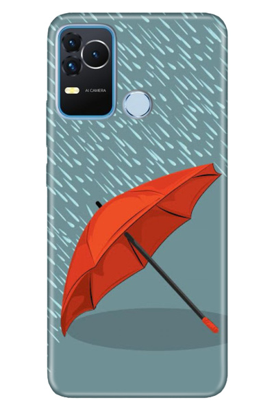 omix X400 Uyumlu Kılıf Silikon Desenli Tam Koruma Resimli Kapak Kırmızı Şemsiye