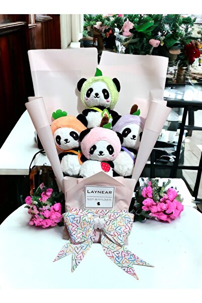 Genel Markalar Pofuduk Meyveli Pandalar Peluş Ayıcık Buketi