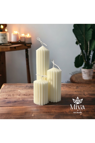 Miya Art Studio 3’lü Blok Model Vegan Soya Kokulu Mum Seti