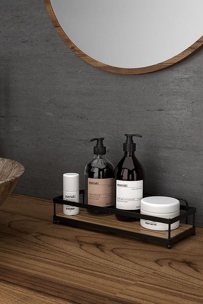 Teknotel Black St180h - Suport pentru șampon organizator cu adeziv și cârlige pentru baie și raft de bucătărie mat