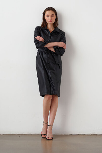 urban focus Leather Shirt Dress