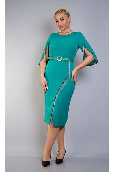 DOJERY LARGE SIZE, CHAIN DETAIL, BELTED DAILY DRESS Elegant, SPECIAL DESIGN DAILY DRESS