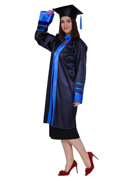 Mezuniyetshop Graduation Cubbesi University Navy Blue Striped