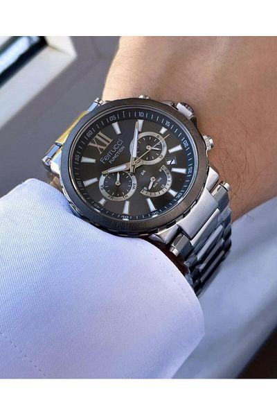 Ferrucci Men's Multifunctional Metal Band Wristwatch