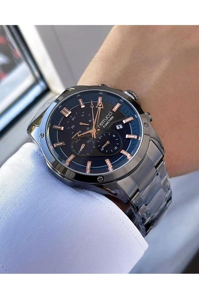 Ferrucci Men's Multifunctional Metal Band Wristwatch