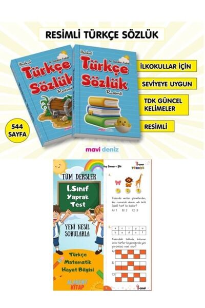 Mavi Deniz Yayınları Ilkokul Türkçe Sözlük Resimli Alakent 1. Sınıf Yapsak Te...