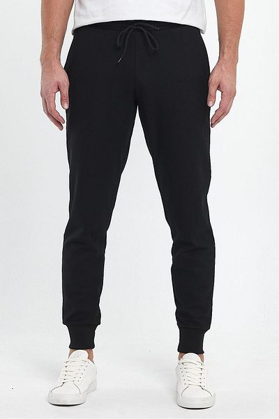 FİHA Ανδρικό παντελόνι από πολυεστέρα Pica Ribbed Sweatpants - Μαύρο