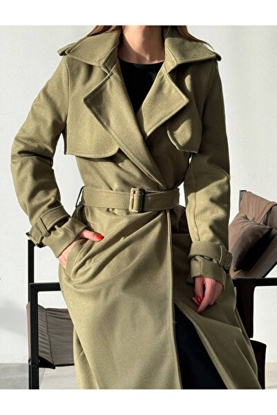 hillone Svrchní kabát s dlouhým páskem