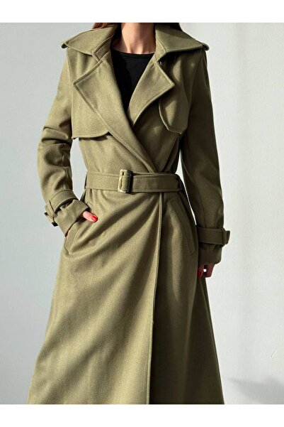 hillone Svrchní kabát s dlouhým páskem