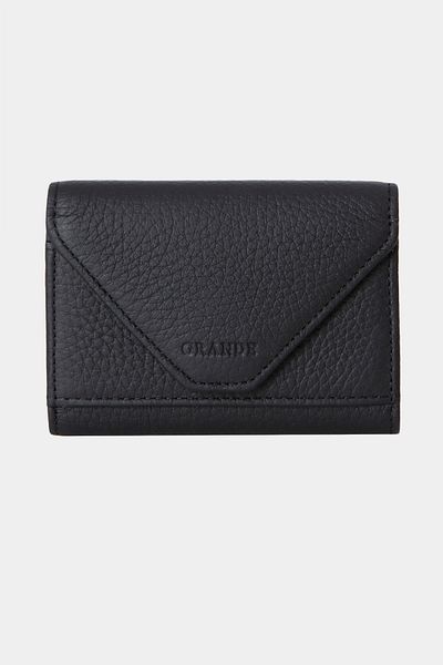 Grande 3639 Genuine Real Leather Women Men Magnetic Accordion Wallet Card Holder Black