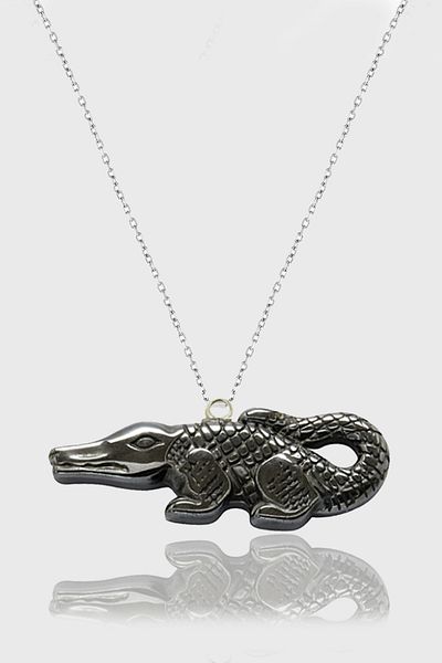 Tesbih Atölyesi Certified AAA+ Lacoste Crocodile Model Natural Stone Hematite Stone Necklace