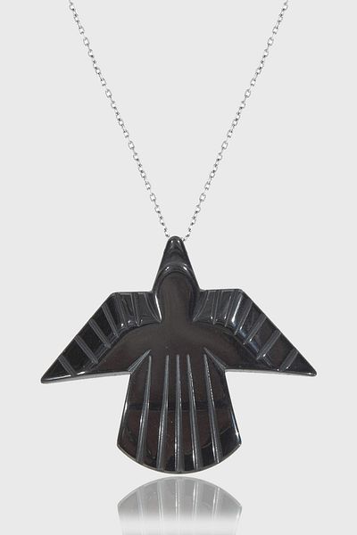 Tesbih Atölyesi Certified AAA+ Flying Eagle Model Natural Stone Hematite Stone Necklace