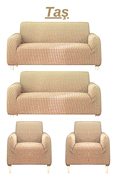 Genel Markalar 3+3+1+1 Bürümcük Koltuk takımı Örtüsü. Boydan Eteksiz Streç Es...