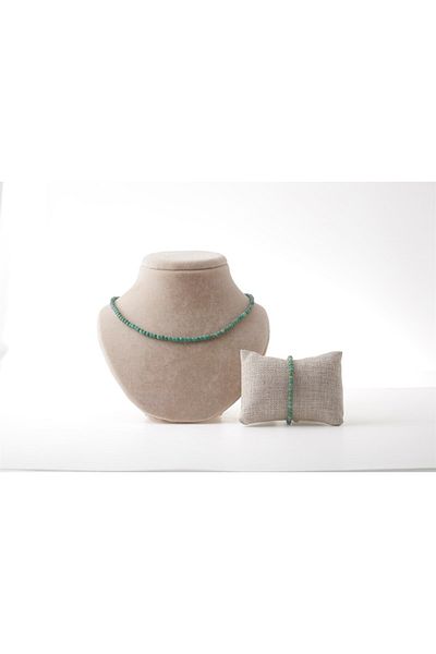 Mavera Doğaltaş Amazonite Natural Stone Necklace and Bracelet Set 4 mm