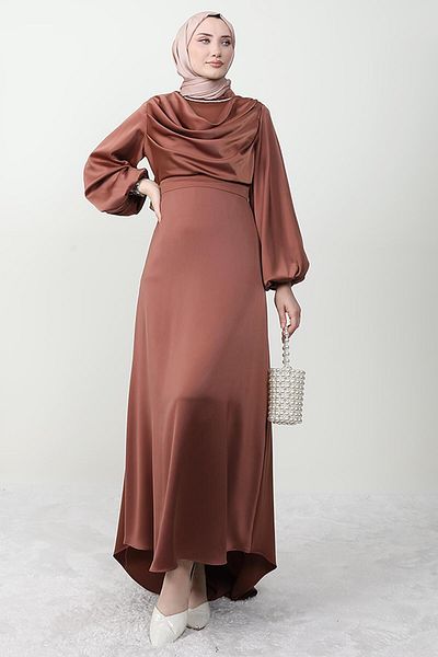 Giza Giyim Tailed Degaje Dress Dark Coral