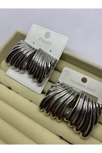B.BOXED Hailey bieber earrings steel earrings silver