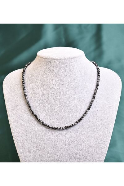 Mavera Doğaltaş Snowy Obsidian Natural Stone Necklace and Bracelet Set 3-4 mm
