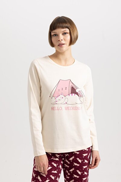 DeFacto Fall in Love Baskılı Uzun Kollu Pijama Takımı
