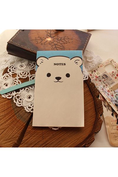 TRENDİN YOLU White Teddy Bear Patterned Notepad Postit 50 Sheets Tt