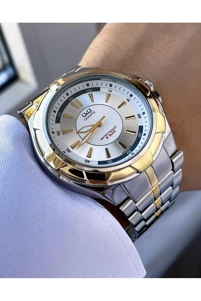 Q&Q Men's Metal Cord Wristwatch