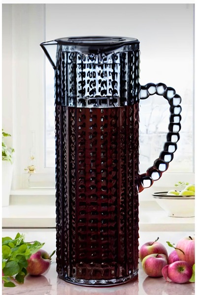 Chefplast Plastic 1,5Lt Akrilik Kırılmaz Boncuk Sürahi Boncuklu Karaf Füme