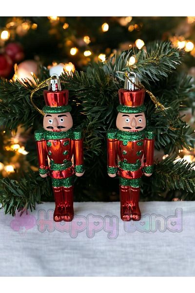 Happyland Christmas Pine Tree Ornament 2 Pieces Nutcracker Hanging Ornament Christmas Tree Ornament Nutcracker 13 cm