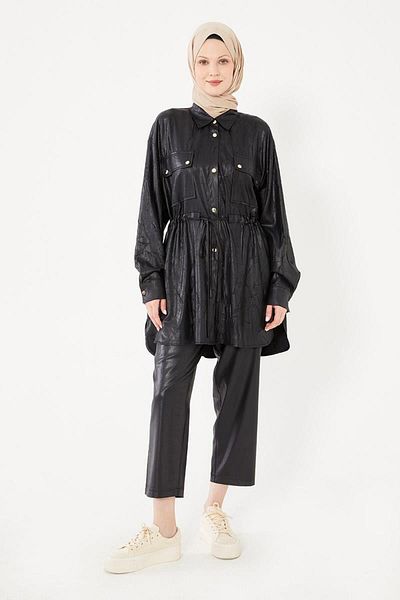 Levidor Black Gathered Waist Sports Set