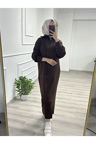 Arden Scarf Πλεκτό φόρεμα με φερμουάρ Bitter Brown