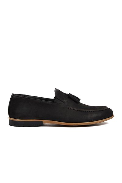 AYAKMOD 7105 Black Nubuck Inside and Outside Genuine Leather Men's Loafers