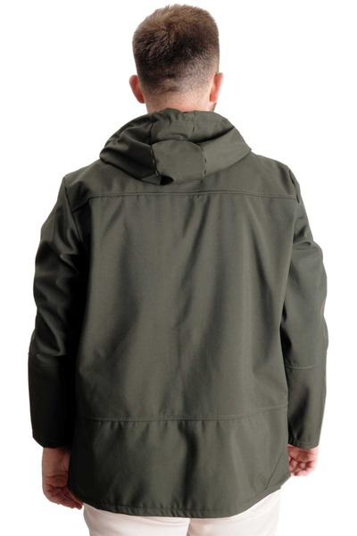 ModeXL Mode Xl Plus Size Men's Hooded Coat Waterproof Softshell 21235 Khaki