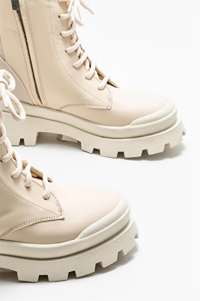 Elle Shoes Bej Deri Kadın Günlük Bot