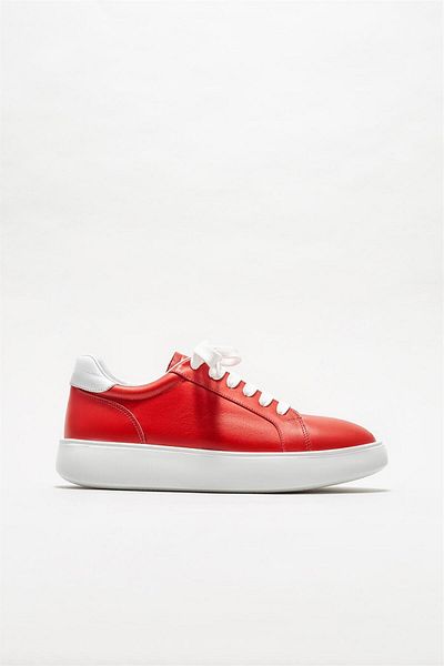 Elle Shoes Red Leather Women's Sports Shoes