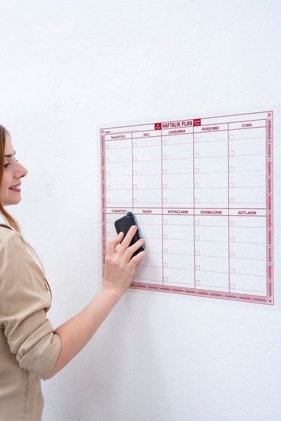 TutturX Myweek Planlayıcı 40x50cm Kalem Hediyeli Statik Akıllı Kağıt Tahta