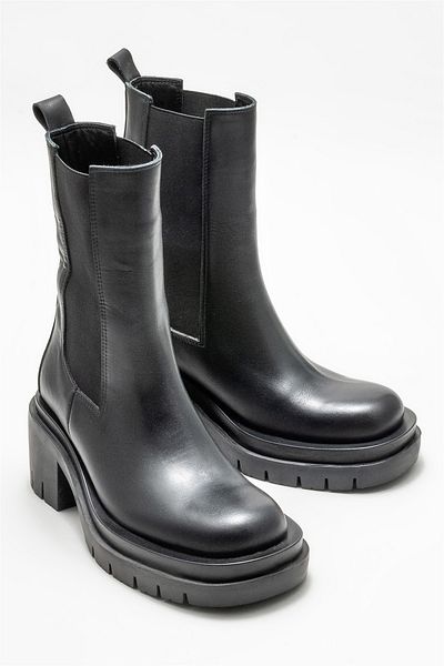 Elle Shoes Women's Daily Black Leather Boots