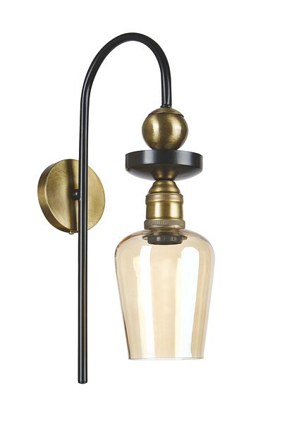 Bozyaka Aydınlatma Bella Decorative Smoked & Honey Glass Black Wall Sconce Modern Indoor