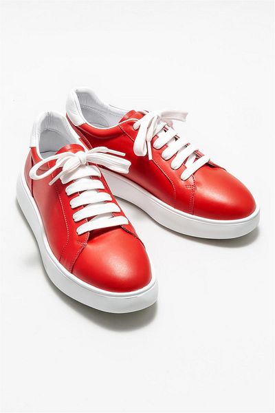 Elle Shoes Red Leather Women's Sports Shoes