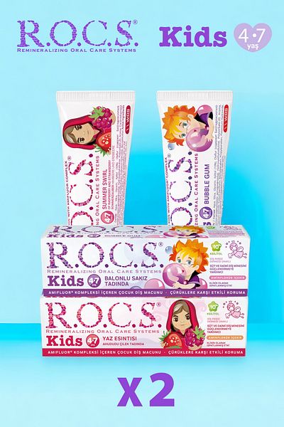 R.O.C.S. Rocs Kids 4-7 Years Mixed Taste Package - 45gr X 2 Pieces