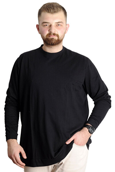 ModeXL Mode XL Büyük Beden Erkek Bisiklet Yaka Basic Sweat 22556 Siyah