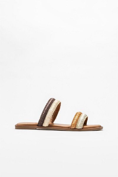 Elle Shoes Beige Women's Flat Slippers