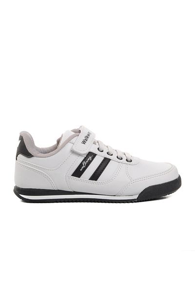 WALKWAY Pantofi de sport Pu-p alb-negru cu velcro pentru copii