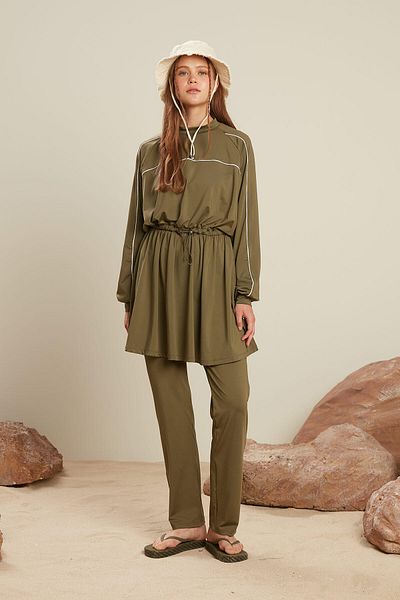 Manuka KHAKI PLAVKOVÉ KALHOTY HIJAB S ROVNOU NOHOU
