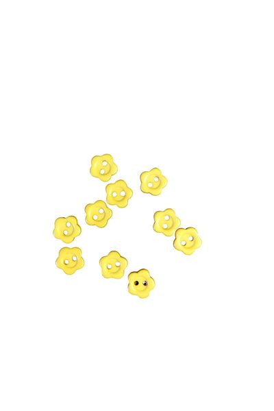 HOBİREYON 10 Pieces 10 mm Flower Button (Yellow)