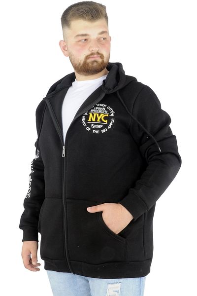 ModeXL Mode Xl Ανδρικό φούτερ με κουκούλα με φερμουάρ Nyc 22520 Μαύρο