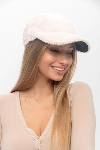 Saria Moda Beige Plush Furry Women's Cap