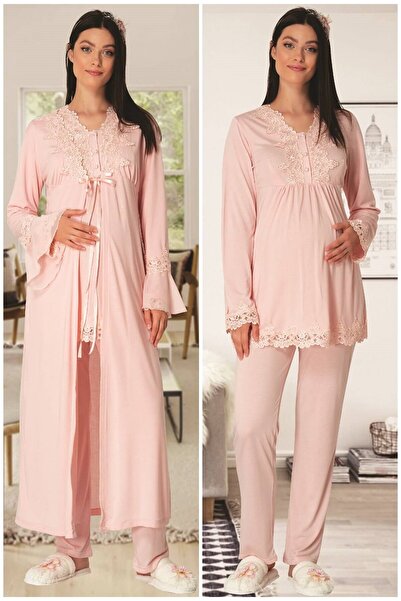 Mecit Pijama Καρπέντιεμ Λ.ρ. 1517 Σετ Πιτζάμες Μητρότητας με Πρωινό - Εκρού