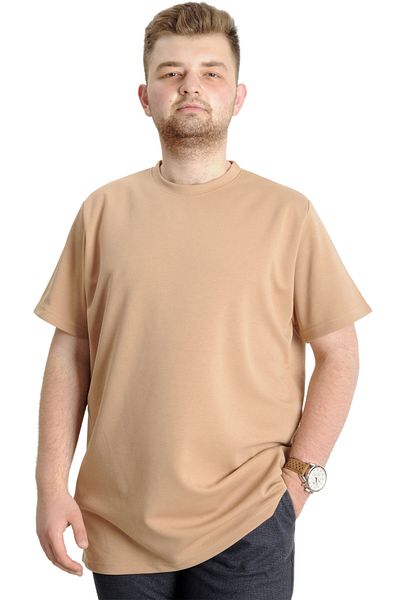 ModeXL Ανδρικό μπλουζάκι Mode XL Plus Size με λαιμόκοψη INTERLOK 23162 Μπεζ