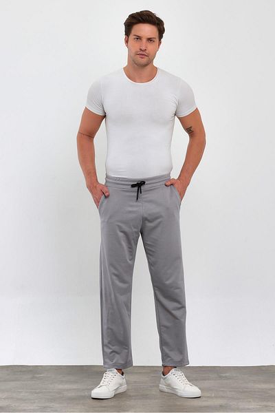 COMBİNE MİCHAİL Men's Gray Straight Leg Relaxed Cut Sweatpants