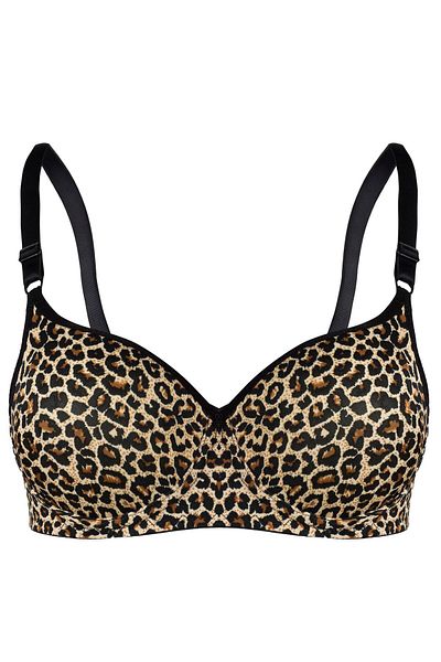 Rare White Dámská podprsenka s leopardím vzorem a vycpanými kosticemi s nastavitelným popruhem