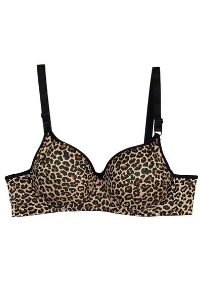 Rare White Dámská podprsenka s leopardím vzorem a vycpanými kosticemi s nastavitelným popruhem