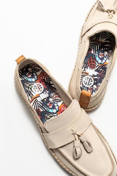 Elle Shoes Beige Leather Men's Espadrille